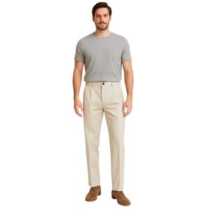 𝅺levi Strauss Tan Pleated Classic Fit Straight Leg Khakis Chinos Size 34 x 34